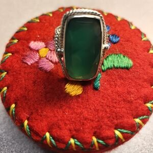 Sterling silver green onyx ring